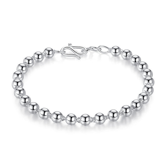 S990 sterling silver transfer bead small round bead bracelet women's adult baby parent-child silver bead bracelet Buddha bead silver jewelry