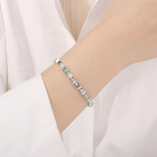 Natural Stone Stainless Steel Bracelet Graduation Ceremony Mother's Day Christmas Birthday Gift Simple Beaded Bracelet