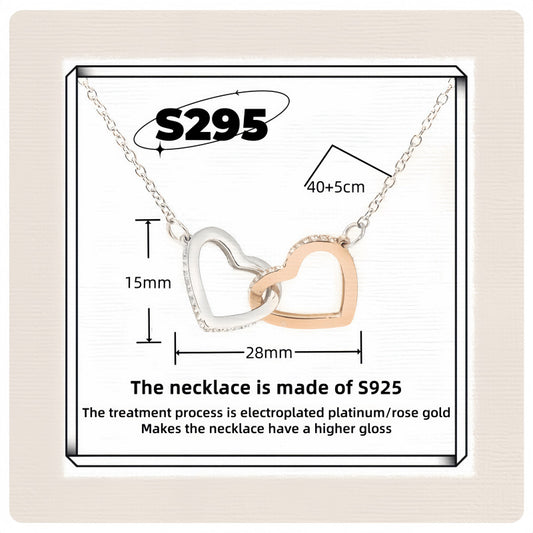 S925 Sterling Silver Double Love Pendant Premium Non-Fading Double Ring Clavicle Chain Interlocking Necklace Female