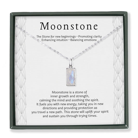 New Fashion Silver Square Zircon Necklace Delicate Moonstone Pendant Collarbone Chain Ladies Gift