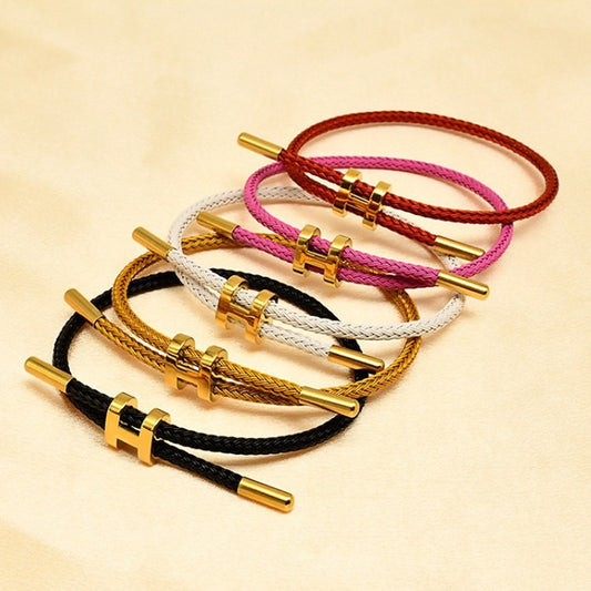 Factory direct supply titanium steel I-shaped buckle hand rope adjustable telescopic model can wear 3D transfer ball steel wire rope red rope bracelet