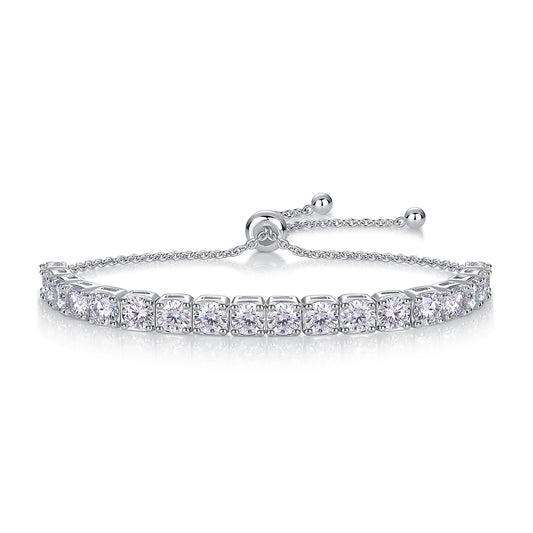 Simple 925 silver tennis bracelet bracelet women, high-end light luxury European and American moissanite bracelet