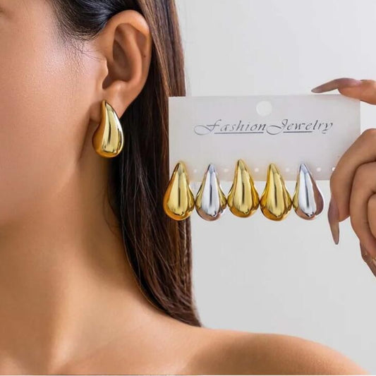 Big water drop earrings women's gold-plated ring tear stud earrings European and American fashion earrings