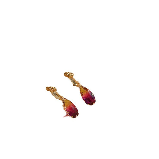 Alloy natural stone resin crystal zirconium earrings literary and retro temperament versatile jewelry earrings women
