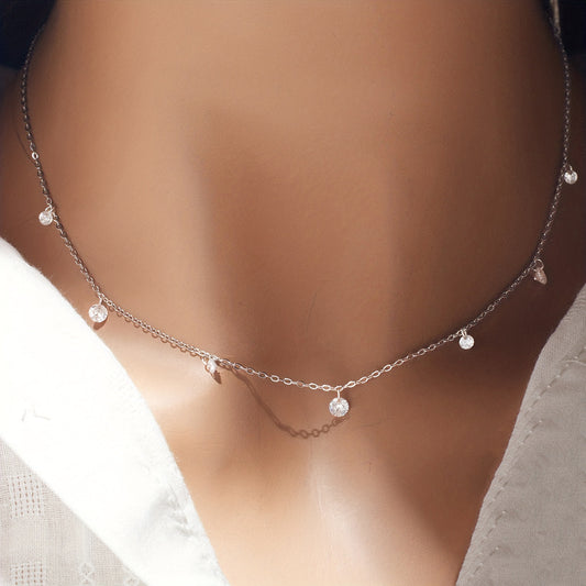 S925 sterling silver zircon necklace for women, suitable for party fashion, versatile and exquisite birthday gifts