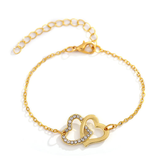 Double love bracelet female sweet cool wind simple niche student hollow heart jewelry manufacturer