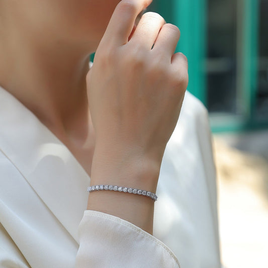 Simple 925 silver tennis bracelet bracelet women, high-end light luxury European and American moissanite bracelet