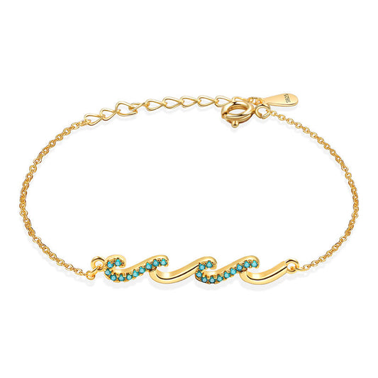 S925 sterling silver wavy line bracelet women's simple fashion European and American style bracelet, factory direct sales