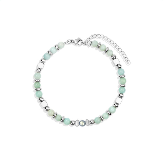 Natural Stone Stainless Steel Bracelet Graduation Ceremony Mother's Day Christmas Birthday Gift Simple Beaded Bracelet
