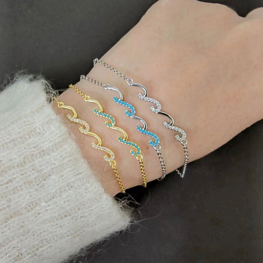 S925 sterling silver wavy line bracelet women's simple fashion European and American style bracelet, factory direct sales