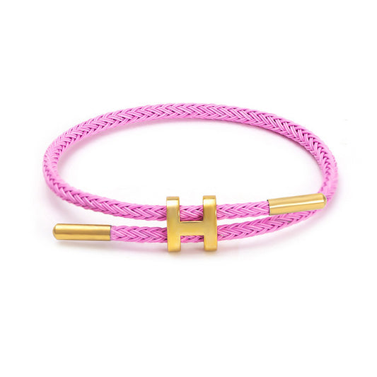 Factory direct supply titanium steel I-shaped buckle hand rope adjustable telescopic model can wear 3D transfer ball steel wire rope red rope bracelet
