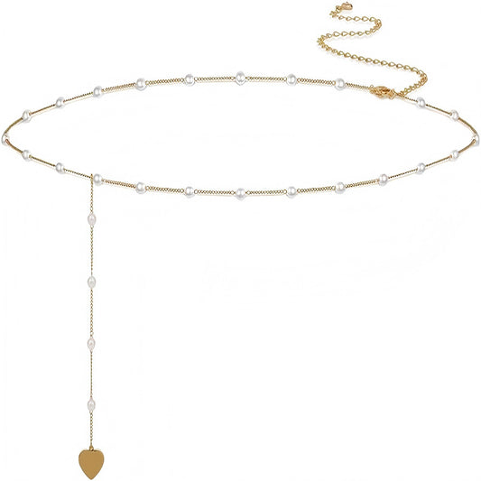 Ladies Waist Chain Adjustable Sexy Temperament Versatile Bikini Summer Beach Wind Imitation Pearl Love Waist Jewelry