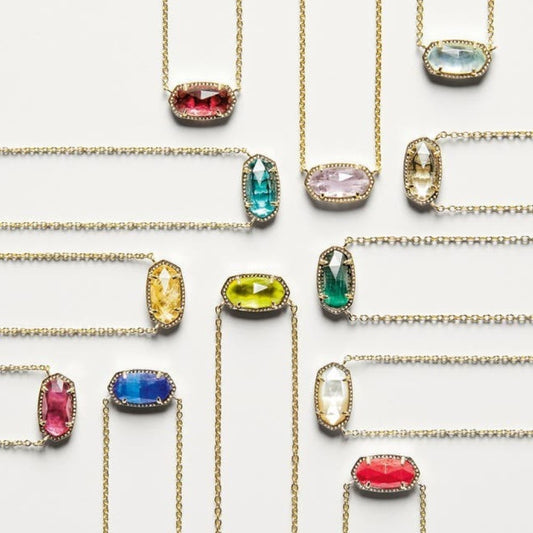 Artificial crystal 12 birthstone crystal pendant necklace light luxury electroplating real gold color retention